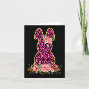Cute Bunny Rabbit Pink Leopard Bunny Happy Easter Card