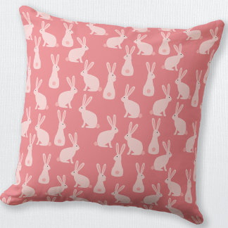 Cute Bunny Rabbit Pink Pattern Cushion