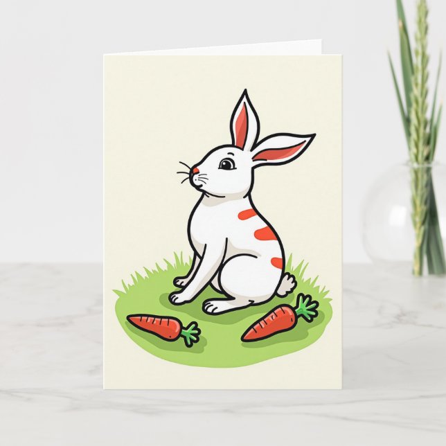 Cute Bunny Rabbit Scene Card (Front)