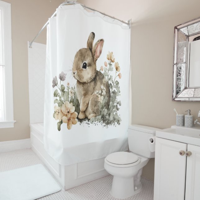 Cute Bunny Rabbit  Shower Curtain (In Situ)