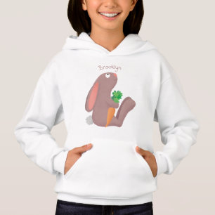 Cute bunny rabbit sitting with carrot cartoon