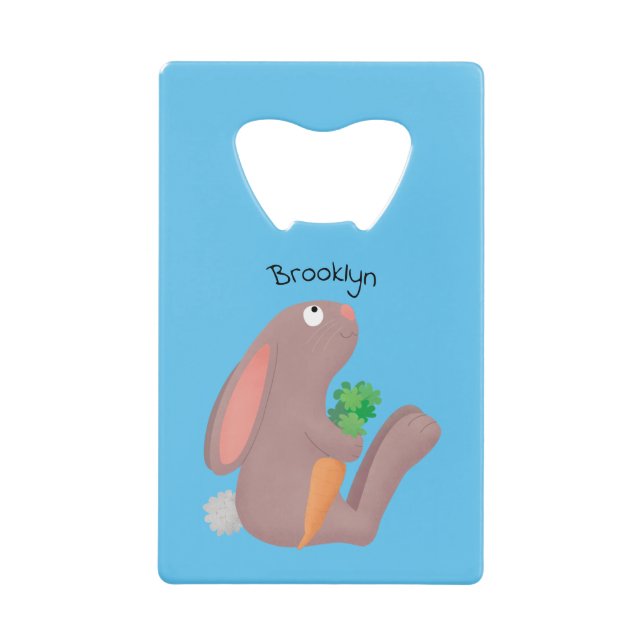 Cute bunny rabbit sitting with carrot cartoon (Front)