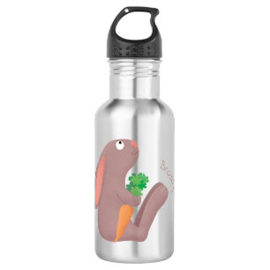 Cute bunny rabbit sitting with carrot cartoon 532 ml water bottle