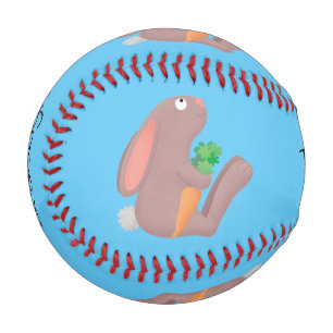 Cute bunny rabbit sitting with carrot cartoon baseball