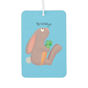 Cute bunny rabbit sitting with carrot cartoon  car air freshener