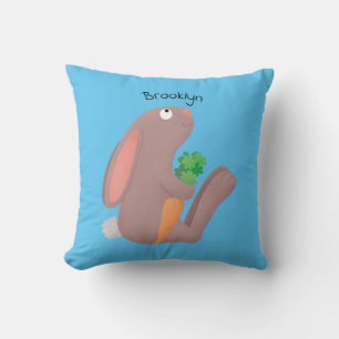 Cute bunny rabbit sitting with carrot cartoon cushion