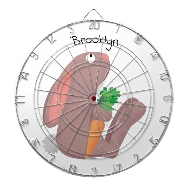 Cute bunny rabbit sitting with carrot cartoon dartboard (Front)