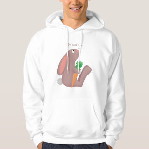 Cute bunny rabbit sitting with carrot cartoon hoodie