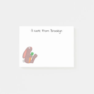 Cute bunny rabbit sitting with carrot cartoon post-it notes