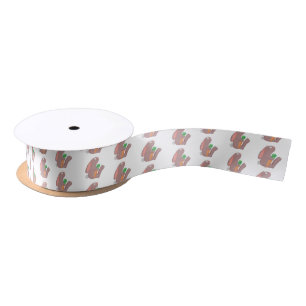 Cute bunny rabbit sitting with carrot cartoon satin ribbon