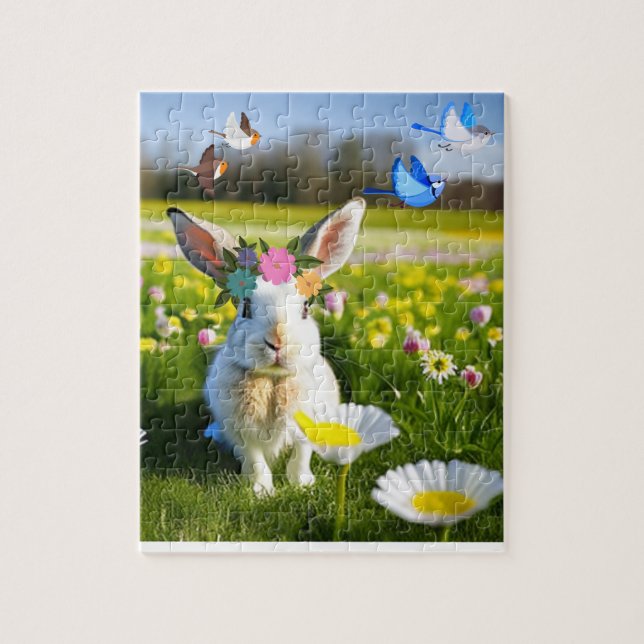 Cute Bunny Rabbit Summer Jigsaw Puzzle (Vertical)
