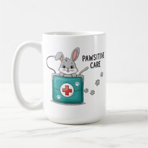 Cute Bunny Rabbit Vet Assistant Pawsitive Care Coffee Mug
