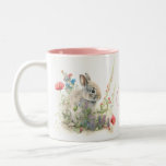 Cute Bunny Rabbit Watercolor Floral Personalised Two-Tone Coffee Mug<br><div class="desc">Cute Bunny Rabbit Watercolor Floral Personalised Name Tea Coffee Mug features a cute watercolor bunny rabbit in a field of wild flowers with your personalised name in modern calligraphy script. Perfect personalised gifts for birthdays,  Easter,  Mother's Day,  Christmas and holidays.Created by Evco Studio www.zazzle.com/store/evcostudio</div>