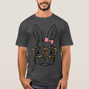 Cute Bunny Rabbit Wearing Leopard Glasses Easter D T-Shirt