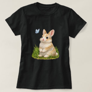 Cute Bunny Rabbit with Butterfly Nature Graphic T-Shirt