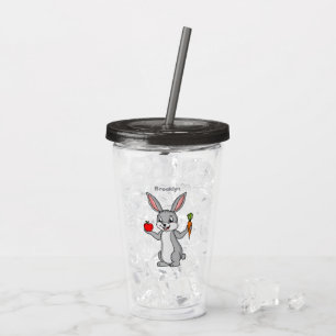 Cute bunny rabbit with vegetables cartoon acrylic tumbler