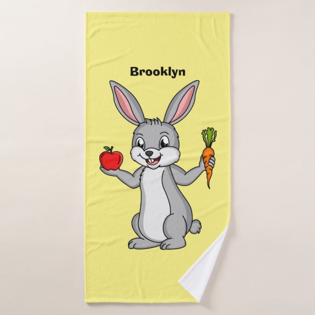 Cute bunny rabbit with vegetables cartoon bath towel set (Bath Towel)