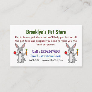 Cute bunny rabbit with vegetables cartoon business card
