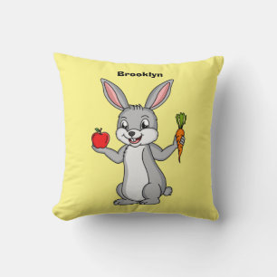 Cute bunny rabbit with vegetables cartoon cushion