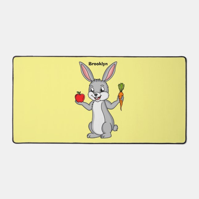 Cute bunny rabbit with vegetables cartoon desk mat (Front)