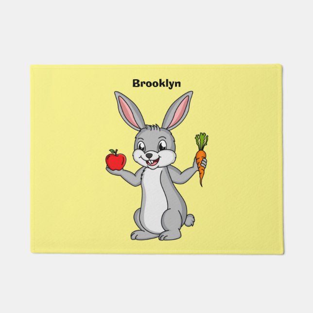 Cute bunny rabbit with vegetables cartoon doormat (Front)