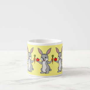 Cute bunny rabbit with vegetables cartoon espresso cup