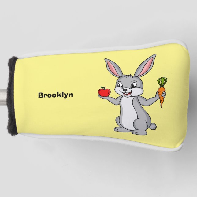 Cute bunny rabbit with vegetables cartoon golf head cover (Front)