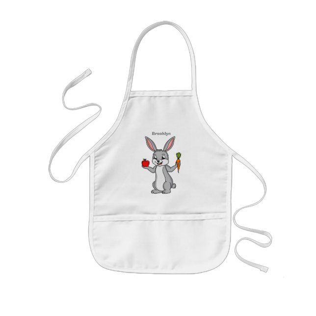 Cute bunny rabbit with vegetables cartoon kids apron (Front)