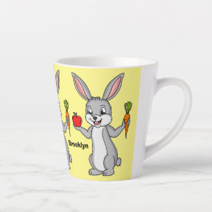 Cute bunny rabbit with vegetables cartoon latte mug
