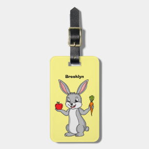 Cute bunny rabbit with vegetables cartoon luggage tag