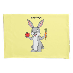 Cute bunny rabbit with vegetables cartoon pillowcase