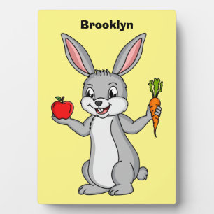 Cute bunny rabbit with vegetables cartoon plaque