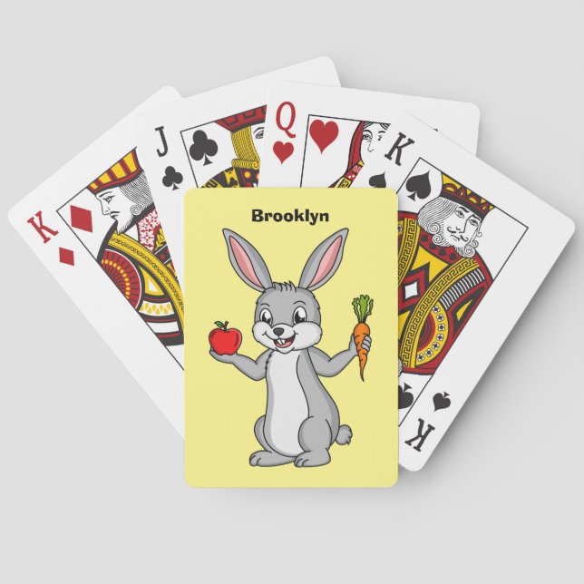 Cute bunny rabbit with vegetables cartoon  playing cards (Back)