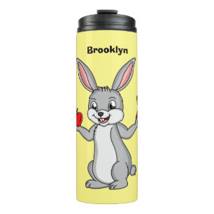 Cute bunny rabbit with vegetables cartoon thermal tumbler