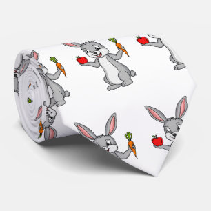 Cute bunny rabbit with vegetables cartoon tie