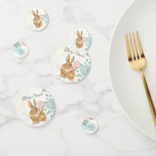 Cute Bunny Rabbits and Flowers Spring Baby Shower Confetti