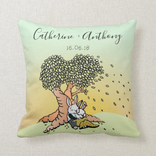 Cute Bunny Rabbits with Names Wedding/Anniversary Cushion