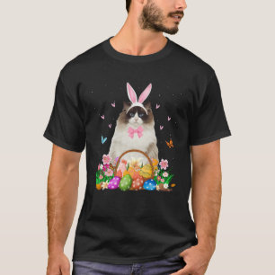 Cute Bunny Ragdoll Cat & Easter Egg Basket Easter T-Shirt