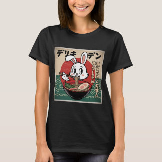 Cute Bunny Ramen Lover Japanese Noodles Manga Art T-Shirt