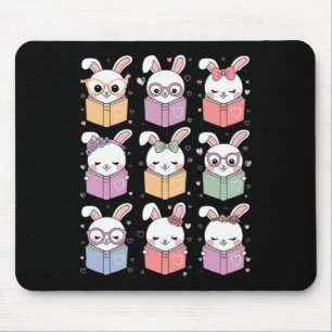 Cute Bunny Reading A Book Easter Bunny Teacher Rab Mouse Mat