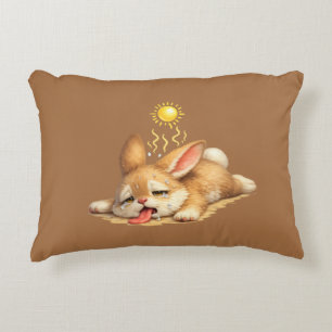Cute Bunny Resting Under the Scorching Sun Illustr Decorative Cushion
