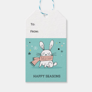 Cute bunny retro green vintage gift tags