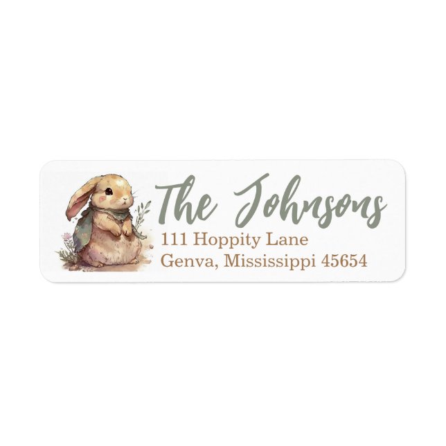 Cute Bunny Return Address Labels for Easter (Front)