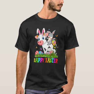 Cute Bunny Riding Cow Easter Egg Cute Rabbit Easte T-Shirt