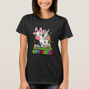Cute Bunny Riding Cow Easter Egg Cute Rabbit Easte T-Shirt