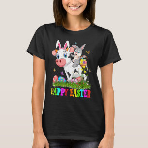 Cute Bunny Riding Cow Easter Egg Cute Rabbit Easte T-Shirt