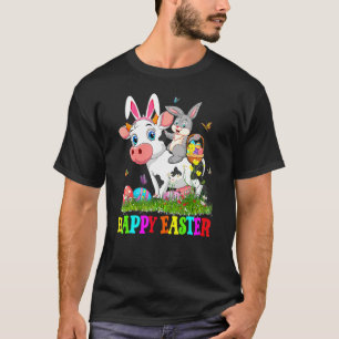 Cute Bunny Riding Cow Easter Egg Cute Rabbit Easte T-Shirt