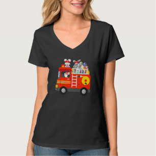 Cute Bunny Riding Firetruck Easter Day  For Kid Bo T-Shirt
