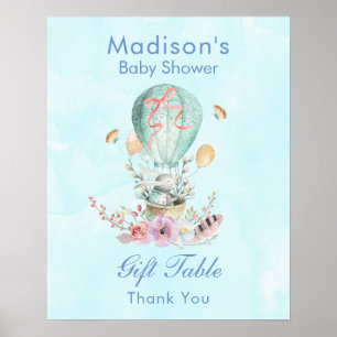 Cute Bunny Riding in a Balloon Baby Shower Poster