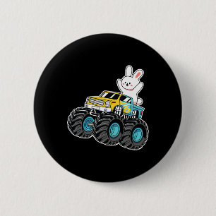 Cute Bunny Riding Monster Truck Easter Day Kids Gi 6 Cm Round Badge